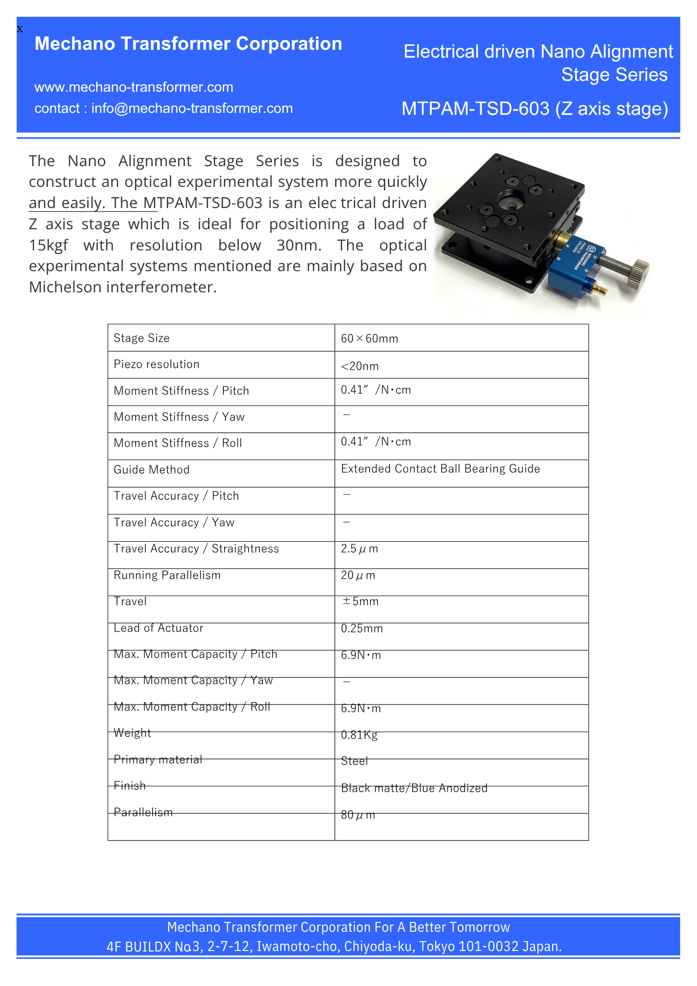 MTPAM-TSD-603, Z axis stage
