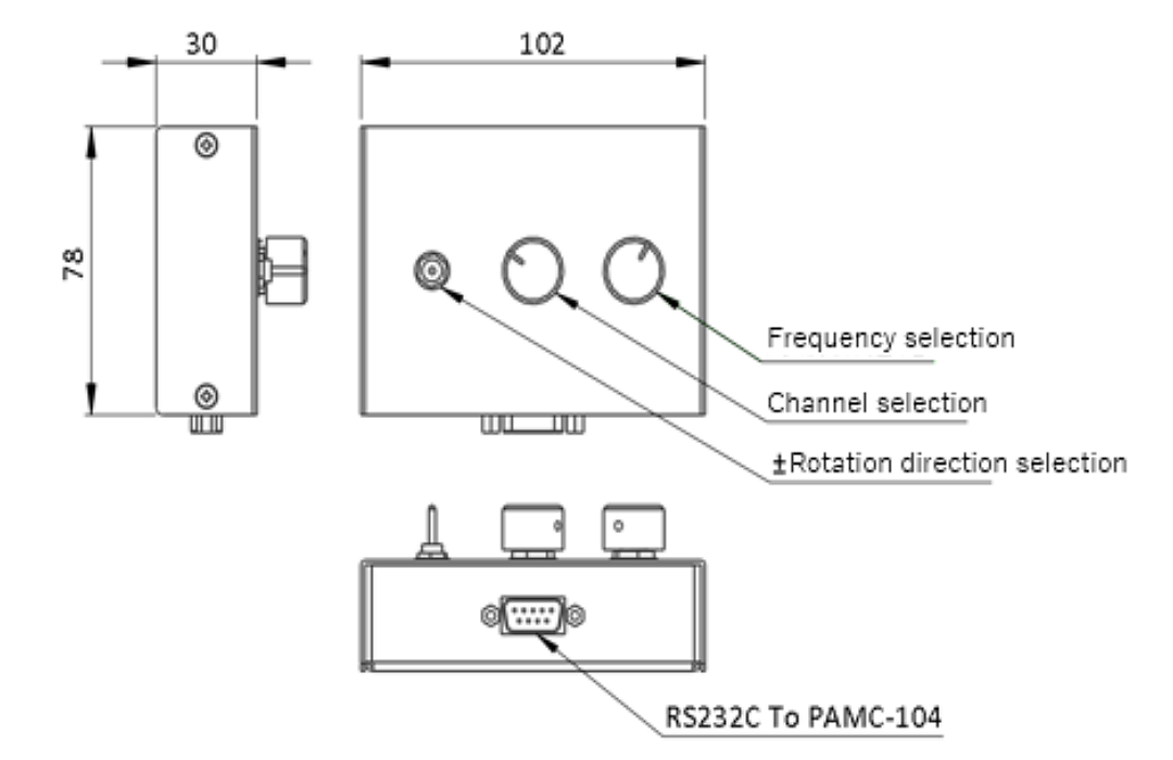 ピエゾアシストモータコントローラPAM-RC100の外形図